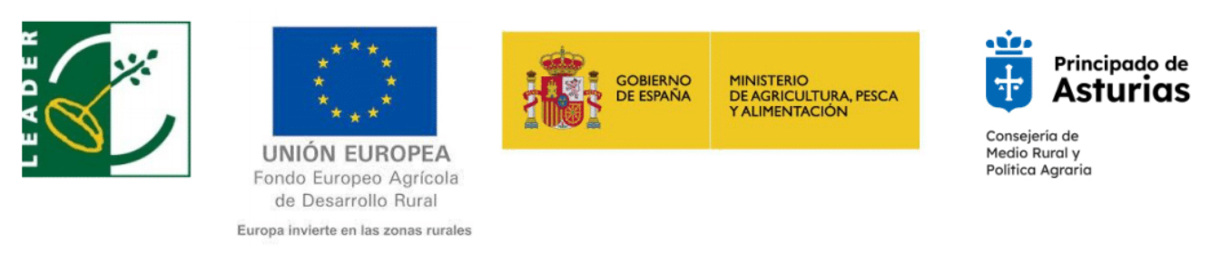 LEADER · Unión Europea, Fondo Europeo Agrícola de Desarrollo Rural · Gobierno de España, Ministerio de Agricultura, Pesca y Alimentación · Principado de Asturias, Consejería de Medio Rural y Política Agraria